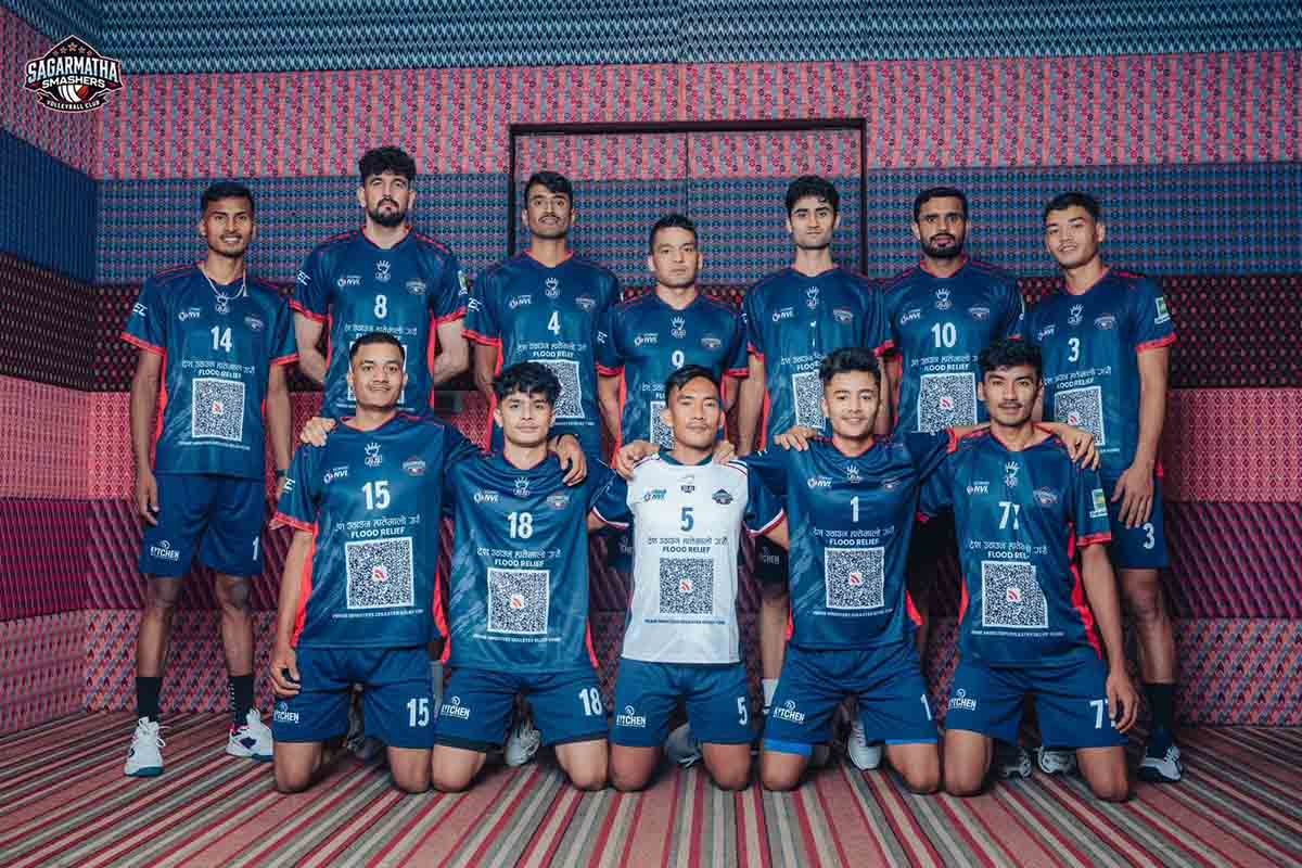 देश उठाउन हातेमालो गर्न आह्वानसहित एनभीएल टिम सगरमाथाले राख्यो प्रायोजकको ठाउँमा प्रधानमन्त्री कोषको क्युआर