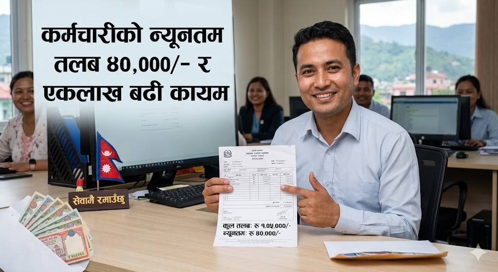कर्मचारीको तलब न्यूनतम ४० हजारदेखि एकलाख बढी कायम