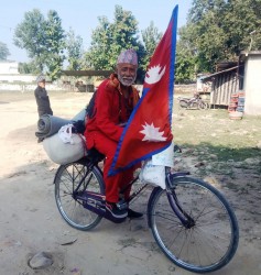 शान्तिको सन्देश बोकेर साइकलमा नेपाल-भारतका धार्मिक क्षेत्रको यात्रा