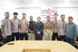 चीनमा हुने थ्री बाइ थ्री बास्केटबलमा सहभागी खेलाडीको बिदाई