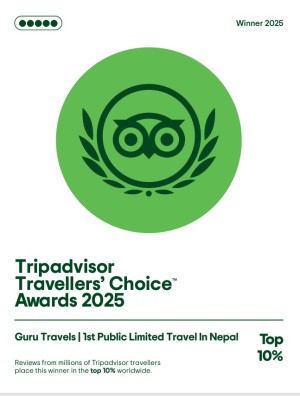 गुरु ट्राभल्स लिमिटेडलाई अन्तर्राष्ट्रिय स्तरको ट्राभलर्स च्वाइस अवार्ड