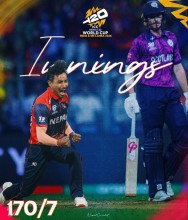 टी–२० विश्वकप : सोमपालको उत्कृष्ट बलिङ, स्कटल्याण्डद्वारा नेपाललाई १७१ रनको लक्ष्य