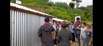 डडुवाका पहिरोपीडित थामी समुदायलाई २२ अस्थायी आवास हस्तान्तरण 