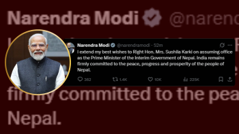भारतीय प्रधानमन्त्री मोदीले दिए नवनियुक्त प्रधानमन्त्री कार्कीलार्ई बधाई  