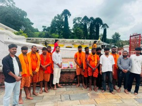 सुनसरी–सिरहा प्रदर्शनमा ज्यान गुमाएकाको आत्माको शान्तिका लागि पशुपतिमा काँवरीयाहरूको श्रद्धाञ्जलीसभा