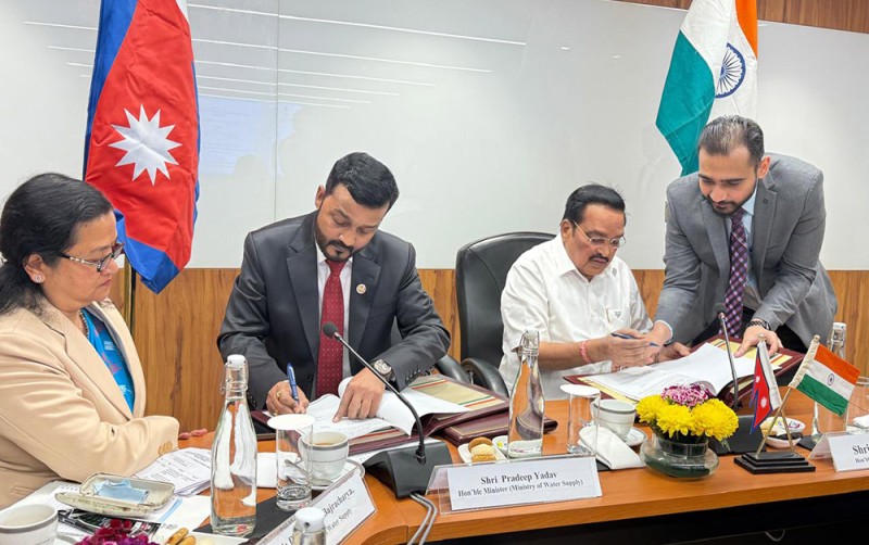 खानेपानीमन्त्री यादव र भारतीय जलशक्तिमन्त्री पाटीलबीच बास क्षेत्रको विकाससम्बन्धि समझदारीपत्रमा हस्ताक्षर